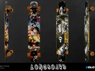 Longboard - Anime Theme Low-poly 3D model
