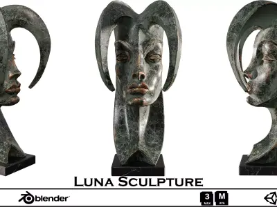 Luna Sculpture-Moon Goddess Art Piece 3D Model Low-poly 3D model