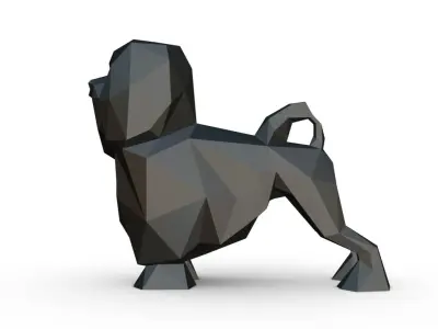 lion bichon low poly 3D print model