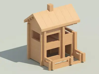 Asset parts for wooden house Free 3D model