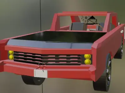 Red muscle car Low-poly 3D model