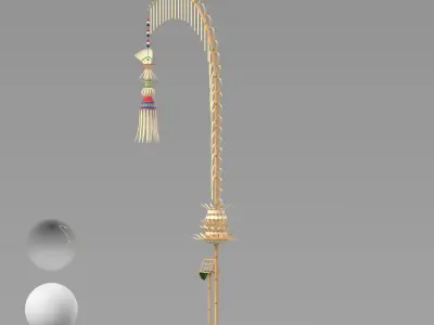 Penjor Bali Decorative Balinese Bamboo Festival Pole 3D model