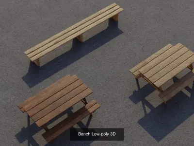 Gazeboo and  Bench Low-poly  3D models 3D Model Collection