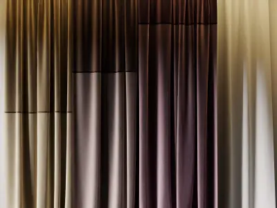 Set of soft silk curtains with wrinkles - collections 010 HBH Low-poly 3D model