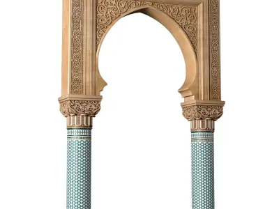 Arch in oriental style Oriental Door Portal Arched Doorway 3D model