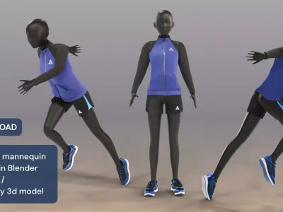 Woman mannequin Rigged in Blender Low-poly 3D model