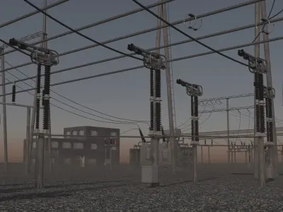 110KV to 60KV step-down Substation 3D model