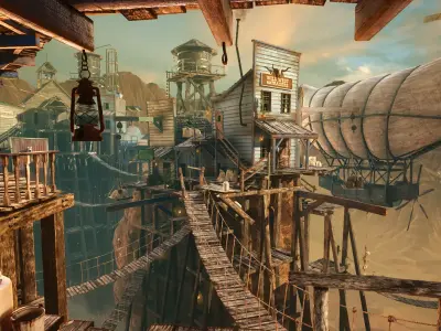 Wild West City - Wild West Town - Wild West Sky City - Town 3D model