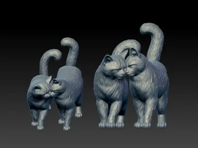 Two cats statue - cat model - statue - 3D print 3D print model