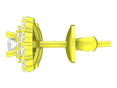 Luxury Halo Diamond Stud Earrings A7610 3D print model