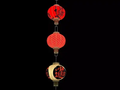 Chinese red lantern Low-poly 3D model