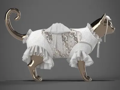 White dress for cat 3D model