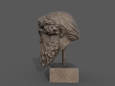 head of Dionysus  Low-poly 3D model