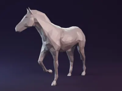 Low poly horse polygonal Low-poly 3D model