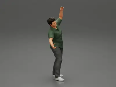 young man in a shirt and pants dancing 3D print model