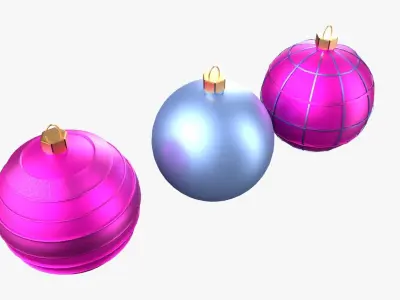 Christmas Tree Ornament Set3 - Pink LightBlue Low-poly 3D model