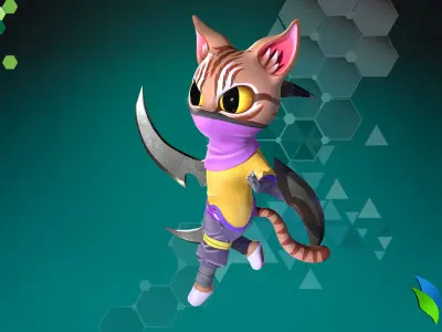 Cat Ninja 004 Low-poly 3D model