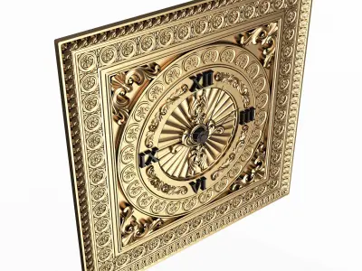 Classic Wall Clock 05 Gold Low-poly 3D model