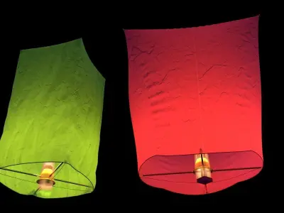 Chinese red sky lantern  3D model