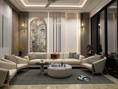 Modern Luxury Living Room Interior 3D model purchase