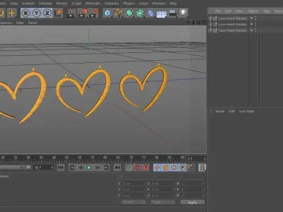 3 Love Heart Medals 3D model