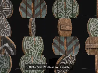 Coat of Arms GW BB and BW 3D Model Collection