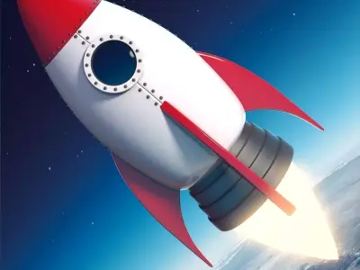 Cartoon Rocket Ship V2 Low-poly 3D model