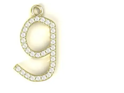 Diamond Lower Case G Pendant Gold Silver Platinum Luxury Jewelry 3D print model
