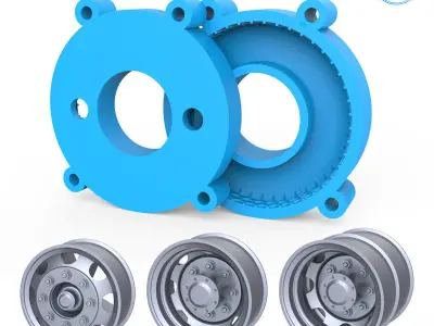 Truck Tire Mold With 3 Wheels 3D print model