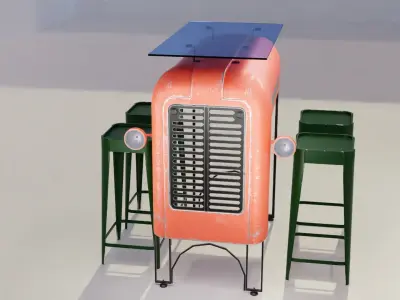 LOW POLY 3D TRACTOR TABLE Low-poly 3D model