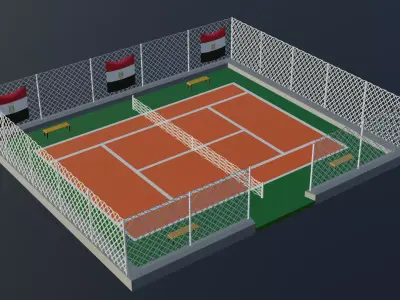  Tennis Court - Egypt Low-poly 3D model