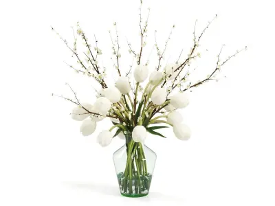 Tulip Plum Blossom Faux Watergarden 3d model 3D model