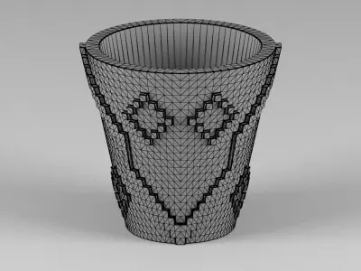miniature flower pot 08 3D print model