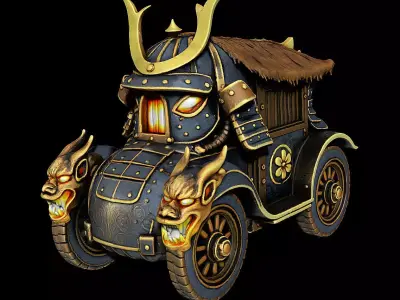 Samurai Fusion Oni Fire Heavy Armored Carriage Highpoly Game 3D print model