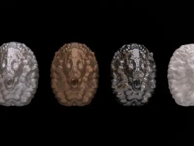 Lion Head sculpt lowpoly 3D model