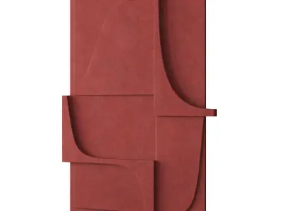Red abstract relief artwork 3D model