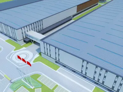 Industrial Building Factory 022 Low-poly 3D model