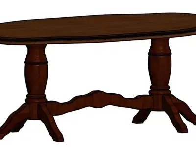 Classic Pedestal Wooden Dining Table 3D model