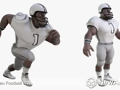American Football Touchdown Character 07A Low-poly 3D model