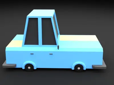 Low Poly Car 3D Model Blue-Yellow Car Low-poly 3D model