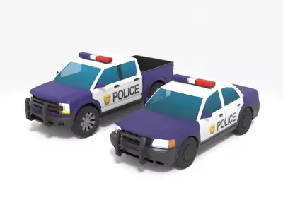 Low-poly stylized police cars pack Low-poly 3D model