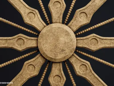 Konark Sun Temple Chariot Wheel - Ancient Stone Wheel Sculpture 3D model