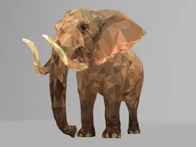Elephant Low Polygon Art African Animal Low-poly 3D model