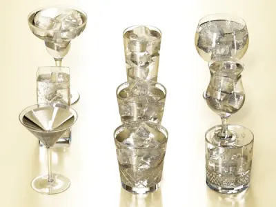 Glassware Collection - 9 glasses and cups 3D model