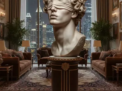 Blindfolded Marble Bust Classical Sculpture Curly Hair 3D Model Low-poly 3D model