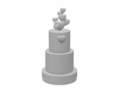  3D Two Tier Cake with Hearts decor 3D model