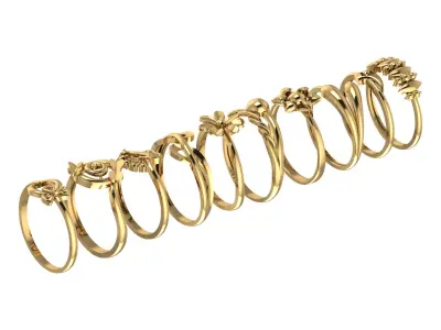 Pack of 10 stackable ring combo stl printable model 3D print model