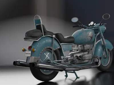 Old Custom motorcycle code 247  Low-poly 3D model
