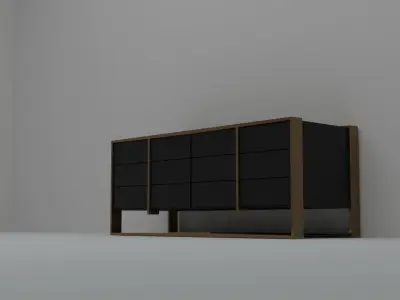 Bronzegold Black Luxorius Dresser Cabinet Wide Low-poly 3D model