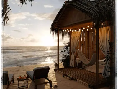 Beach House Blender Scene - SUNSET 3D model
